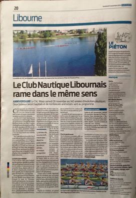 -140ème Anniversaire du Club Nautique de Libourne 1876/2016-Sud Ouest 11 novembre 2016-